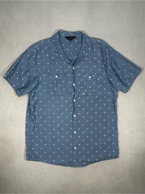 DOTA 2 Valve Men’s XL Blue Button Up Shirt 100% Cotton Steam Gaming Rare